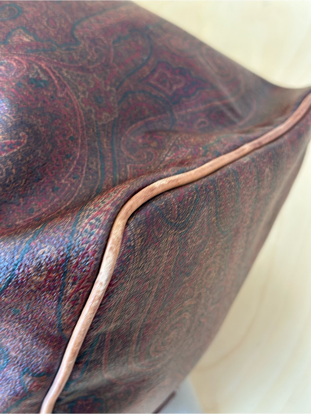 Etro Brown Paisley Travel Duffel with Tan Leather Trim 20" - Etro Weekender Bag! - Picture 8 of 15